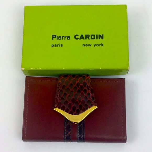 PIERRE CARDIN Vintage mini red top grade cowhide card and key holder - Picture 1 of 6